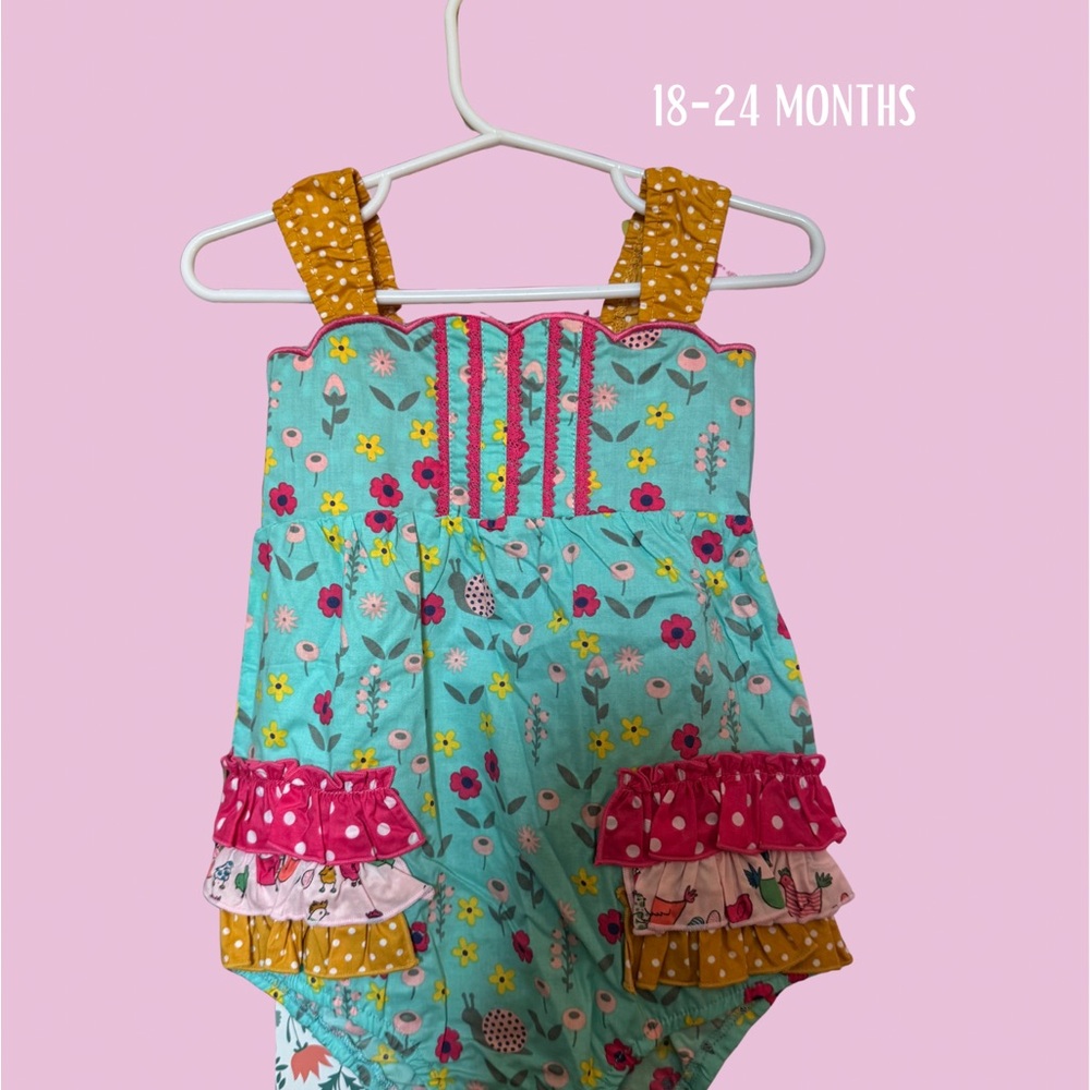 Floral Baby Romper with Ruffle Details